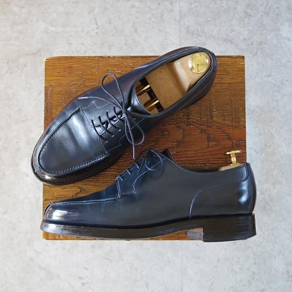 ★クロケット&ジョーンズ UK5程度【定価￥92,400-★ダイナイトソール仕様/MORETON】モールトン/Uチップ/カーフ/紺/Crockett&Jones★j493