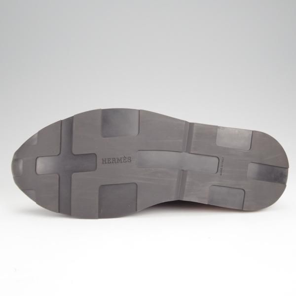 極美品★(伊製)HERMES/エルメス SIZE 39.5【高額★Miles/レザースニーカー/黒×茶】カーフ×スエード/メンズ★j495