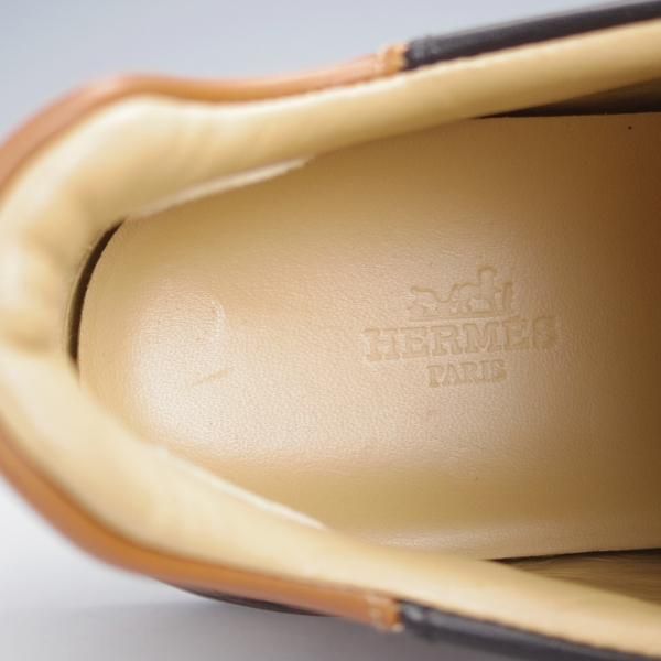 極美品★(伊製)HERMES/エルメス SIZE 39.5【高額★Miles/レザースニーカー/黒×茶】カーフ×スエード/メンズ★j495