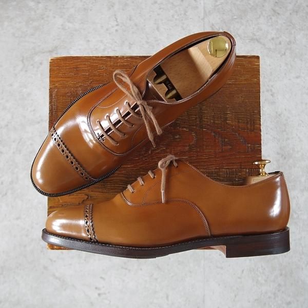 未使用★チャーチ 75F/UK7.5【★Barcroft/バークロフト】84ラスト/パンチドキャップトゥ/サンダルウッド/茶/メンズ/Church's★j516