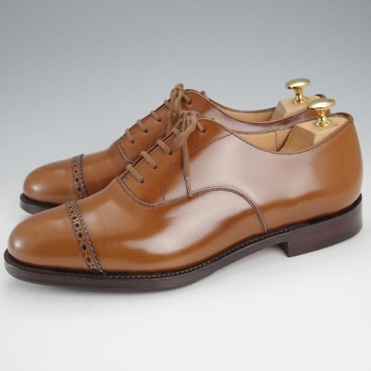 未使用★チャーチ 75F/UK7.5【★Barcroft/バークロフト】84ラスト/パンチドキャップトゥ/サンダルウッド/茶/メンズ/Church's★j516