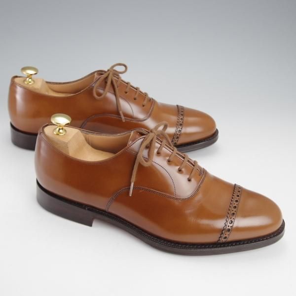 未使用★チャーチ 75F/UK7.5【★Barcroft/バークロフト】84ラスト/パンチドキャップトゥ/サンダルウッド/茶/メンズ/Church's★j516