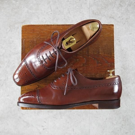 極上★クロケット&ジョーンズ 5.5E【定価12万円程度★(英)ジョージクレバリー別注/ハンドグレード】EDWARD/セミブローグ/濃茶★j518