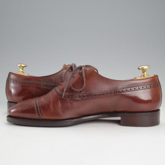 極上★クロケット&ジョーンズ 5.5E【定価12万円程度★(英)ジョージクレバリー別注/ハンドグレード】EDWARD/セミブローグ/濃茶★j518