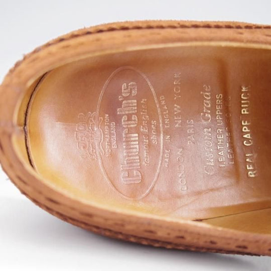 ★チャーチ 90E/UK9【旧チャーチ★アンテロープ革/REAL CAPE BUCK/73ラスト】3都市ロゴ/フルブローグ/スエード/濃茶/Church's★j525