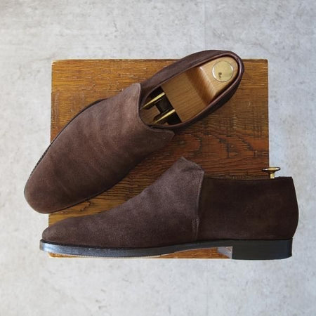 極上★クロケット&ジョーンズ 7D【ハンドグレードライン★KEMPTON/センターエラスティック】スエード/濃茶/メンズ/Crockett&Jones★j529