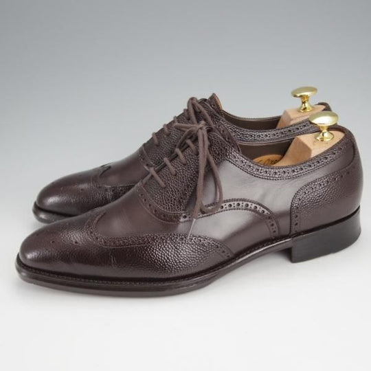 極上★三陽山長 SIZE 6.5【パターンオーダー品★竜之介/R309ラスト/フルブローグ】グレインレザー×キップレザー/濃茶/Sanyo Yamacho★j532