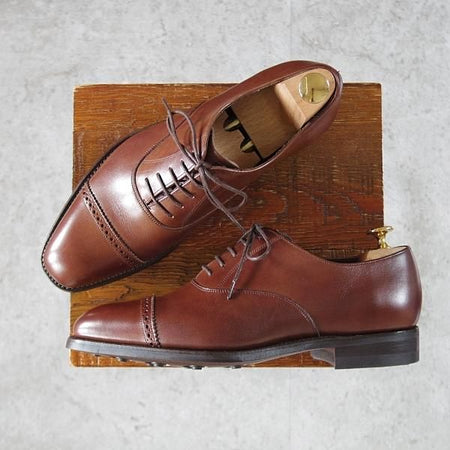 未使用★(英)BARKER/バーカー 7F【定価￥49,500-★ダイナイトソール仕様/4302FW11】パンチドキャップトゥ/カーフ/茶/メンズ★j539