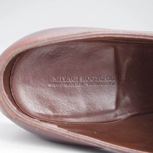 極上★宮城興業 UK9.5程度【オーダー価格￥64,900-★スキンステッチ仕様/(米)ホーウィン社のハッチグレイン】赤茶/MIYAGI KOGYO★j542