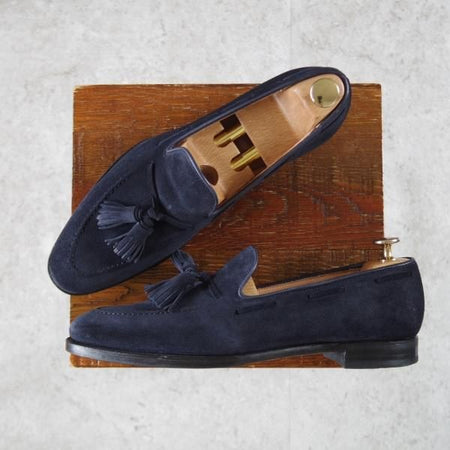 極上★クロケット&ジョーンズ 6D【ハンドグレードライン★VINCENT/363ラスト】タッセルローファー/スエード/紺/Crockett&Jones★j544