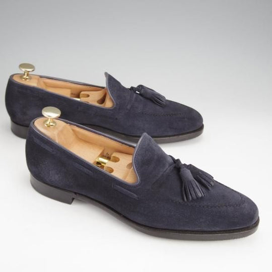 極上★クロケット&ジョーンズ 6D【ハンドグレードライン★VINCENT/363ラスト】タッセルローファー/スエード/紺/Crockett&Jones★j544