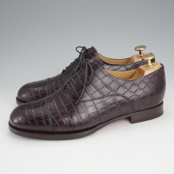 極美品★(伊製)HERMES/エルメス SIZE 39【高額★クロコダイル/ストレートチップ】赤茶/メンズ★j547