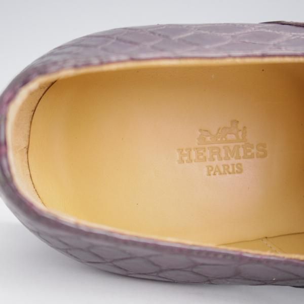 極美品★(伊製)HERMES/エルメス SIZE 39【高額★クロコダイル/ストレートチップ】赤茶/メンズ★j547