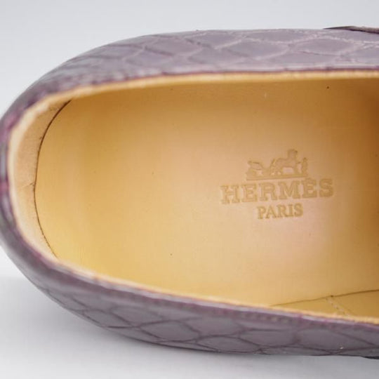 極美品★(伊製)HERMES/エルメス SIZE 39【高額★クロコダイル/ストレートチップ】赤茶/メンズ★j547