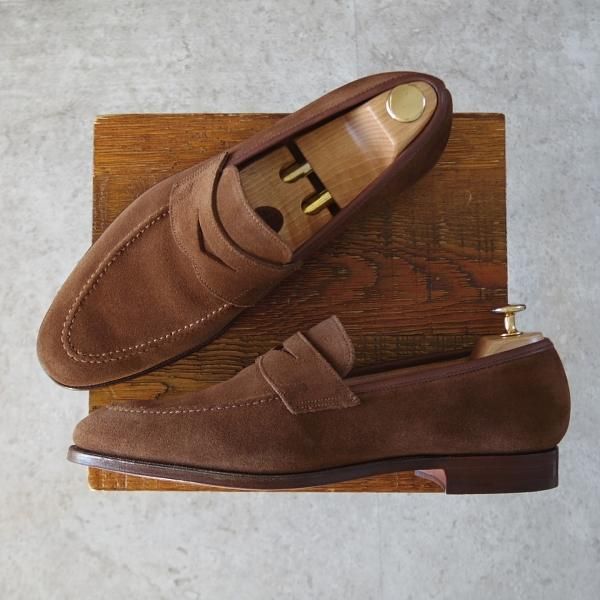 ほぼ未使用★クロケット&ジョーンズ 8E【★コインローファー/SYDNEY】シドニー/341ラスト/スエード/茶/メンズ/Crockett&Jones★j554