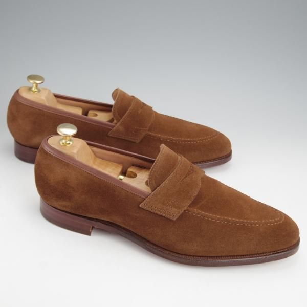 ほぼ未使用★クロケット&ジョーンズ 8E【★コインローファー/SYDNEY】シドニー/341ラスト/スエード/茶/メンズ/Crockett&Jones★j554