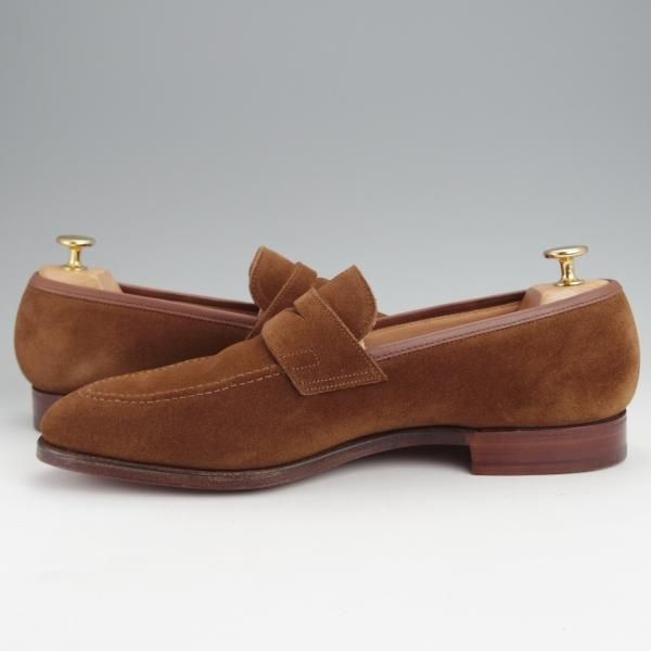 ほぼ未使用★クロケット&ジョーンズ 8E【★コインローファー/SYDNEY】シドニー/341ラスト/スエード/茶/メンズ/Crockett&Jones★j554