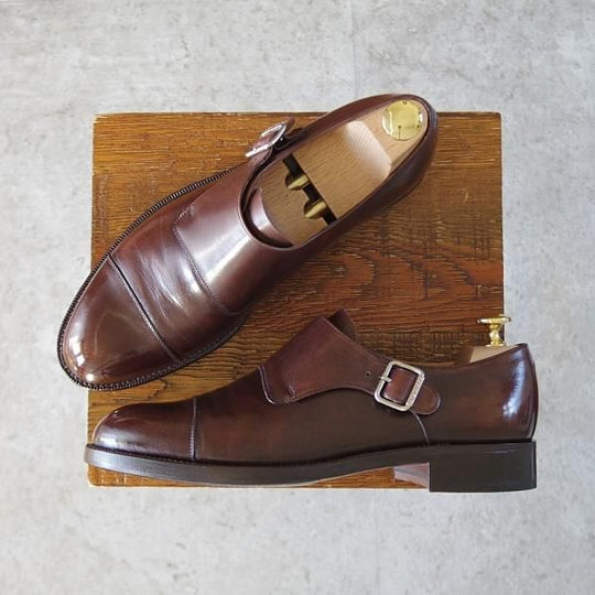 極上★(スペイン製)カルミナ/旧アルバラデホ SIZE 6.5【★サイドモンク/濃茶】モンクストラップ/4655/カーフ/メンズ/CARMINA★j557