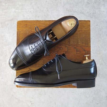極上★三陽山長 SIZE 6.5【定価￥99,000-★(初期)匠シリーズ/匠六郎/R2017ラスト】パンチドキャップトゥ/カーフ/黒/Sanyo Yamacho★j562
