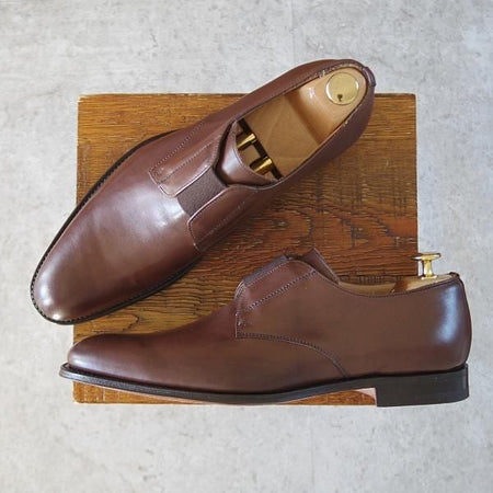 未使用★チャーチ 75F/UK7.5【貴重★JIL SANDER別注/ジルサンダー/121ラスト】センターエラスティック/カーフ/茶/メンズ/Church's★j563