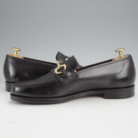 美品★クロケット&ジョーンズ 6E【定価￥100,100-★FINCHLEY 2/ビットローファー】376ラスト/カーフ/黒/メンズ/Crockett&Jones★j565