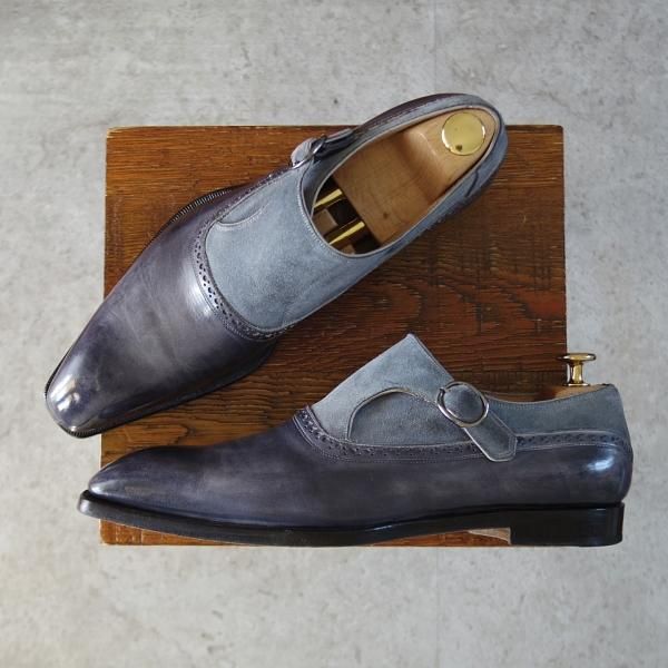 ★(伊)リカルド・ベステッティ SIZE 40【定価20万円程度★サイドモンク/コンビ仕様】スエード×カーフ/RICCARDO BESTETTI★j568