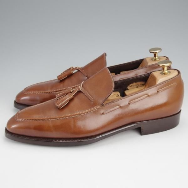 ★(伊)エンツォ・ボナフェ SIZE 7【ハンドソーンウェルテッド製法★BARTOLOMEO/タッセルローファー】茶/カーフ/メンズ/Enzo Bonafe★j572