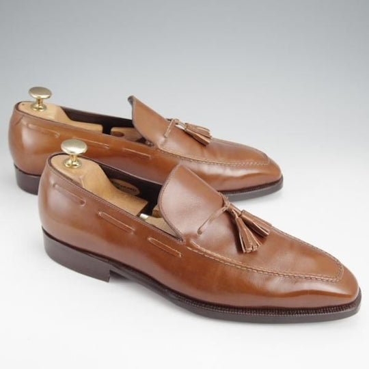 ★(伊)エンツォ・ボナフェ SIZE 7【ハンドソーンウェルテッド製法★BARTOLOMEO/タッセルローファー】茶/カーフ/メンズ/Enzo Bonafe★j572