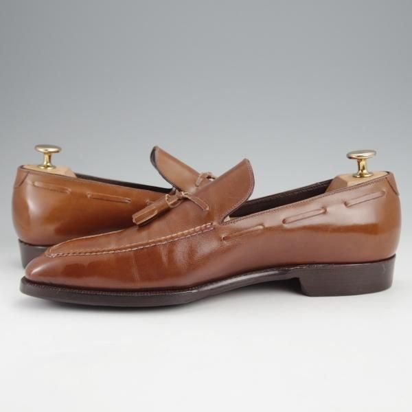 ★(伊)エンツォ・ボナフェ SIZE 7【ハンドソーンウェルテッド製法★BARTOLOMEO/タッセルローファー】茶/カーフ/メンズ/Enzo Bonafe★j572