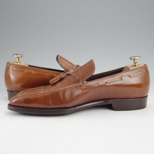 ★(伊)エンツォ・ボナフェ SIZE 7【ハンドソーンウェルテッド製法★BARTOLOMEO/タッセルローファー】茶/カーフ/メンズ/Enzo Bonafe★j572