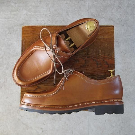 未使用★(仏)HESCHUNG/エシュン SIZE 6【定価￥78,840-★ミカエル似寄りモデル/THUYA】チロリアンシューズ/ナチュラル/薄茶★j574