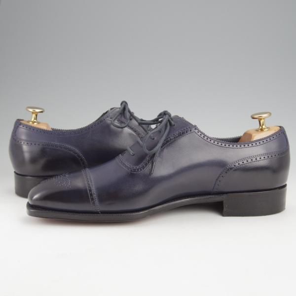 未使用★エドワードグリーン 6.5D【定価￥176,040-★LICHFIELD/890ラスト/セミブローグ】カーフ/紺/メンズ/EDWARD GREEN★j576