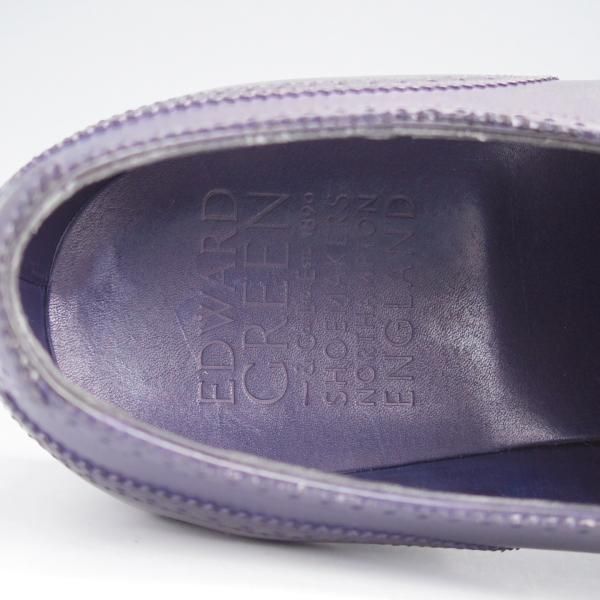 未使用★エドワードグリーン 6.5D【定価￥176,040-★LICHFIELD/890ラスト/セミブローグ】カーフ/紺/メンズ/EDWARD GREEN★j576