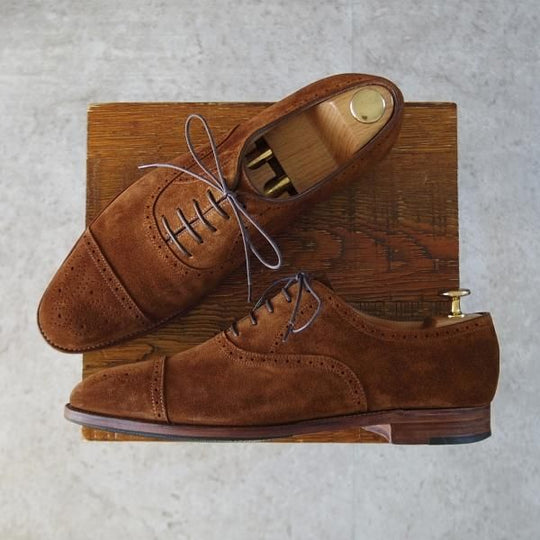 極上★ジョンロブ 6.5E【定価￥216,000-★SAUNTON/7000ラスト】セミブローグ/スエード/茶/メンズ/JOHN LOBB★j577