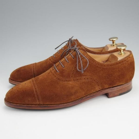 極上★ジョンロブ 6.5E【定価￥216,000-★SAUNTON/7000ラスト】セミブローグ/スエード/茶/メンズ/JOHN LOBB★j577