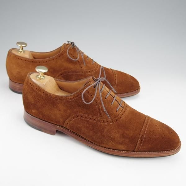 極上★ジョンロブ 6.5E【定価￥216,000-★SAUNTON/7000ラスト】セミブローグ/スエード/茶/メンズ/JOHN LOBB★j577