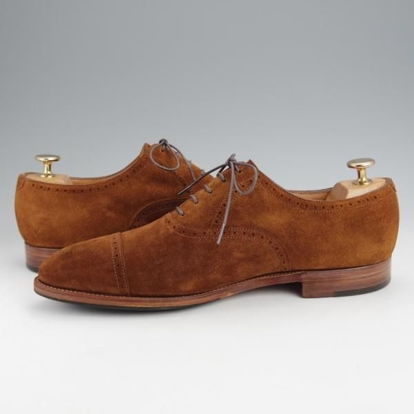 極上★ジョンロブ 6.5E【定価￥216,000-★SAUNTON/7000ラスト】セミブローグ/スエード/茶/メンズ/JOHN LOBB★j577