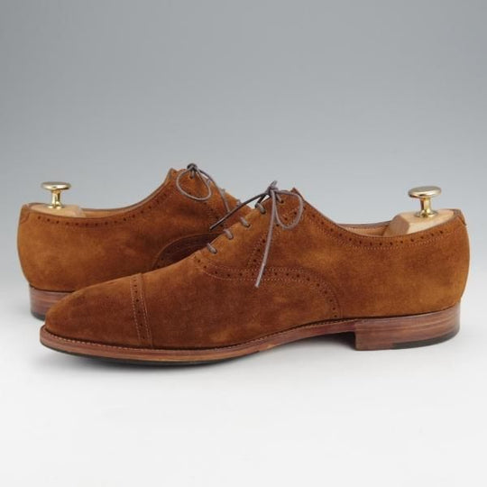 極上★ジョンロブ 6.5E【定価￥216,000-★SAUNTON/7000ラスト】セミブローグ/スエード/茶/メンズ/JOHN LOBB★j577