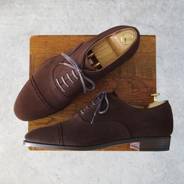 極美品★(浅草)RENDO/レンド SIZE 8【定価￥68,200-★パンチドキャップトゥ/R7702】スエード/濃茶/メンズ★j579