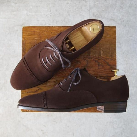 極美品★(浅草)RENDO/レンド SIZE 8【定価￥68,200-★パンチドキャップトゥ/R7702】スエード/濃茶/メンズ★j579