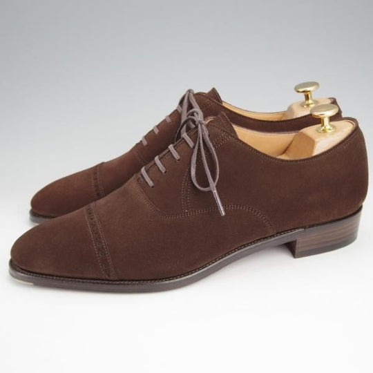 極美品★(浅草)RENDO/レンド SIZE 8【定価￥68,200-★パンチドキャップトゥ/R7702】スエード/濃茶/メンズ★j579