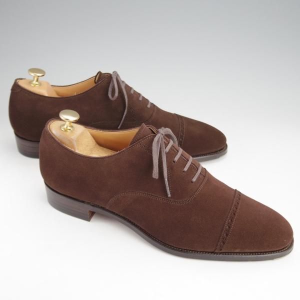 極美品★(浅草)RENDO/レンド SIZE 8【定価￥68,200-★パンチドキャップトゥ/R7702】スエード/濃茶/メンズ★j579