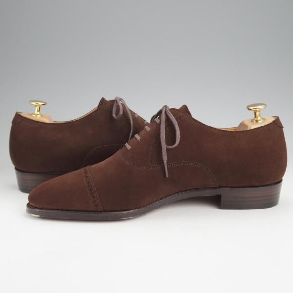 極美品★(浅草)RENDO/レンド SIZE 8【定価￥68,200-★パンチドキャップトゥ/R7702】スエード/濃茶/メンズ★j579