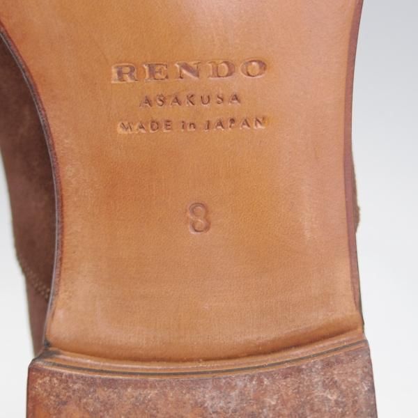 極美品★(浅草)RENDO/レンド SIZE 8【定価￥68,200-★パンチドキャップトゥ/R7702】スエード/濃茶/メンズ★j579