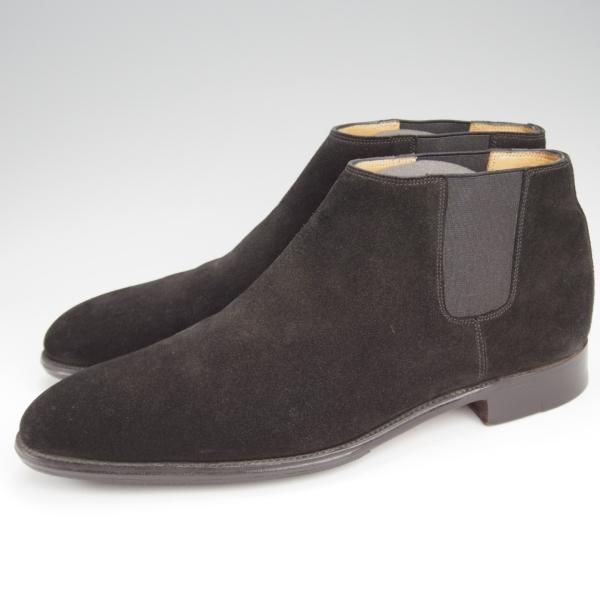 極美品★ジョンロブ SIZE 42/UK8程度【貴重★エルメス別注/HERMES】JUSTIN/H103/サイドゴアブーツ/スエード/黒/JOHN LOBB★j582