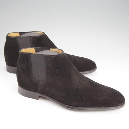 極美品★ジョンロブ SIZE 42/UK8程度【貴重★エルメス別注/HERMES】JUSTIN/H103/サイドゴアブーツ/スエード/黒/JOHN LOBB★j582