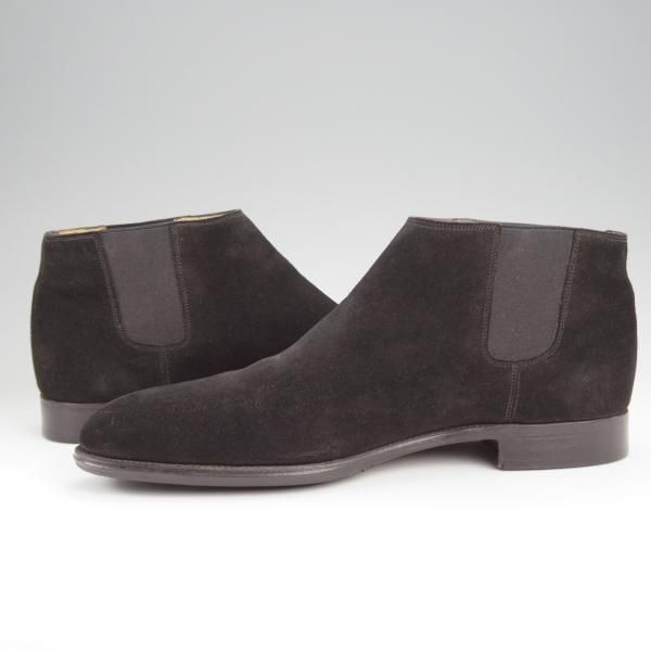 極美品★ジョンロブ SIZE 42/UK8程度【貴重★エルメス別注/HERMES】JUSTIN/H103/サイドゴアブーツ/スエード/黒/JOHN LOBB★j582