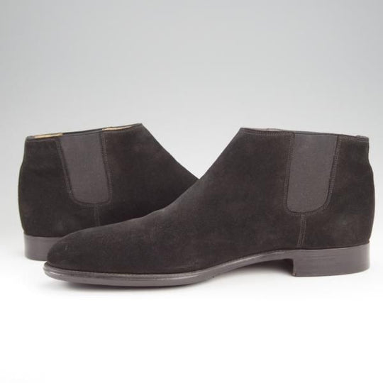 極美品★ジョンロブ SIZE 42/UK8程度【貴重★エルメス別注/HERMES】JUSTIN/H103/サイドゴアブーツ/スエード/黒/JOHN LOBB★j582