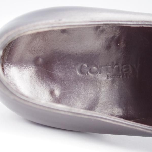 ★(仏)Corthay/コルテ UK6程度【定価20万円程度★Arca/アルカ/プレーントゥ】Vフロント/カーフ/黒/メンズ★j591