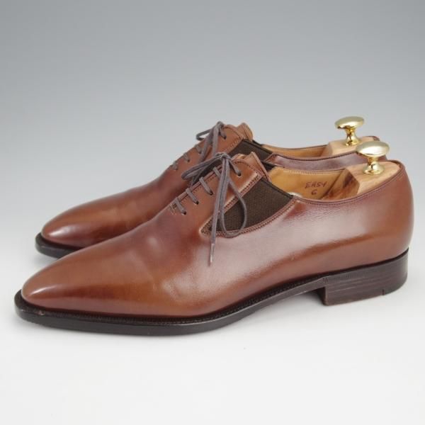 ★(仏)Corthay/コルテ SIZE 6【定価20万円程度★EASY/イージー/ホールカット】サイドエラスティック/カーフ/茶/メンズ★j592
